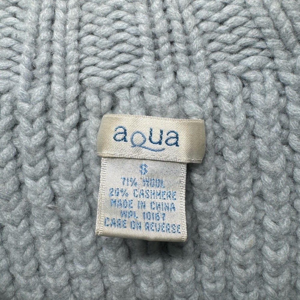 ALMOST VINTAGE AQUA LIGHT BLUE WOOL CASHMERE SWEATER CARDIGAN SZ SMALL - Picture 3 of 9